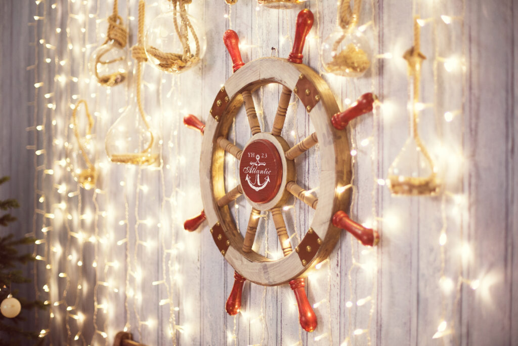 wooden ship steering wheel