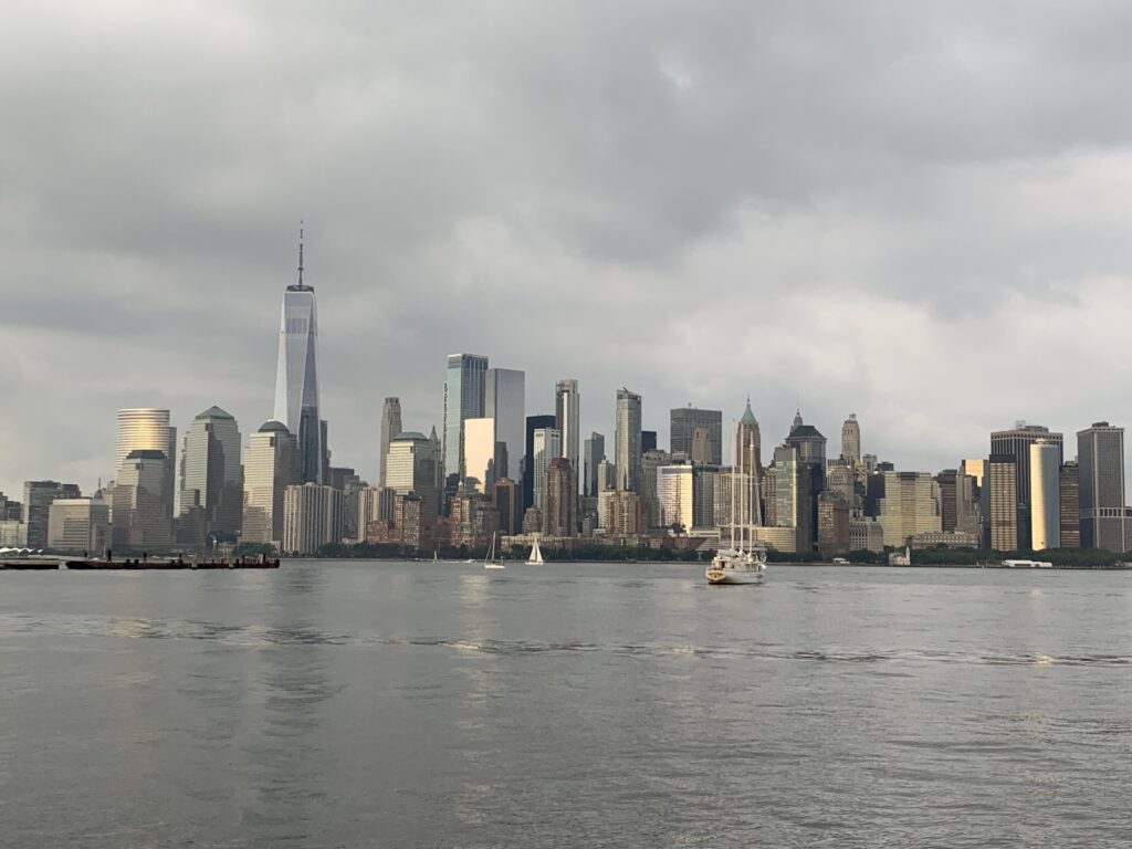 a boat in new york harbor