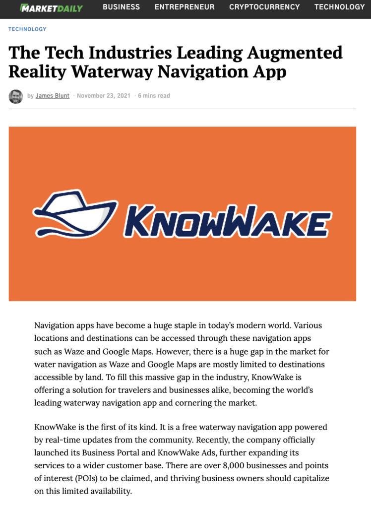 knowwake featured on market daily